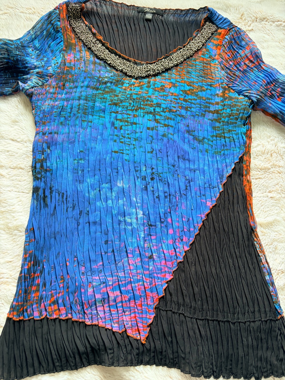 🖤💙 Vintage Y2K Beaded Mesh Top | Fairy Grunge Boho Indie Sleaze Artsy Euro 🖤💙 - Picture 6 of 12